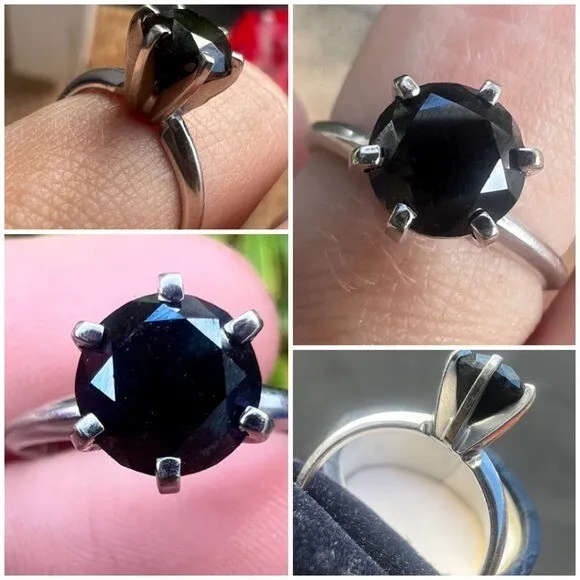 1.00ctw Solid 10k gold  genuine black Diamond solitaire ring