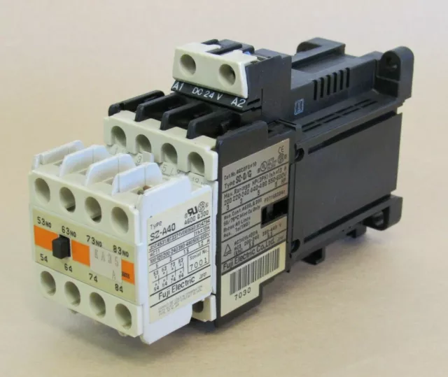 Fuji Electric Contactor  Sc-0/G 24Vdc, W/ Contact Block Sz-A40