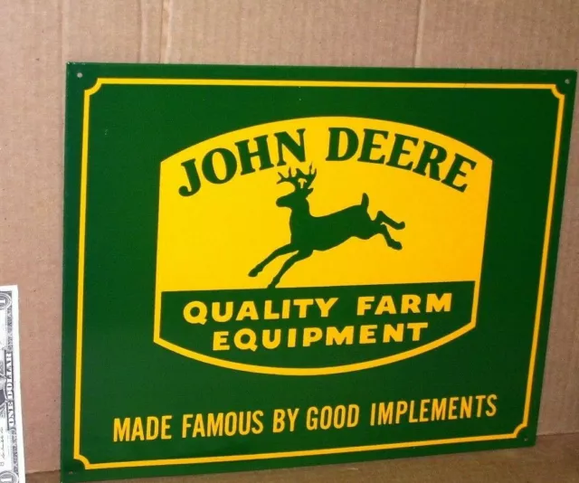 JOHN DEERS - Good Implements SIGN -4 Legged GREEN DEERE Kicking Hind Feet In Air