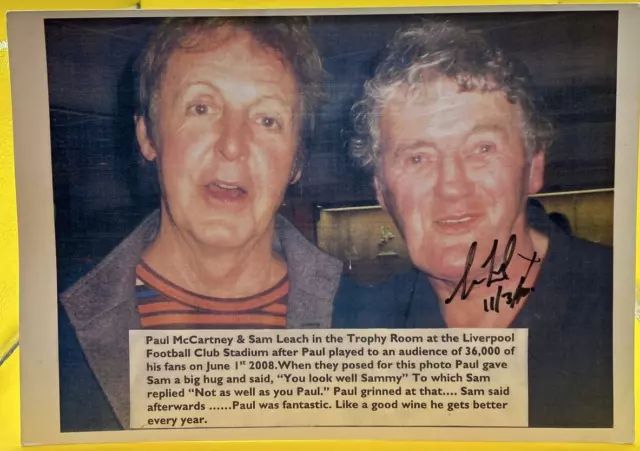 Paul McCartney with Sam Leach autographed print “Beatles” Liverpool 8” X 10”