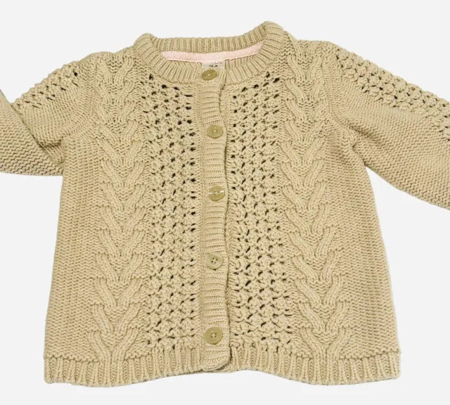 Carter's Baby Girl 24 Month Light Tan Beige Knit Button Long Sleeve  Sweater