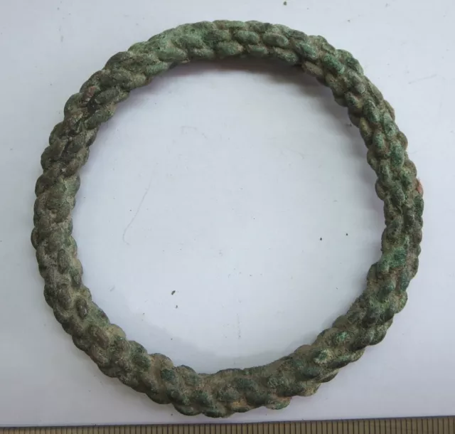 Indonesia Majapahit Kingdom Bronze Braided Bangle Bracelet, ancient antique old