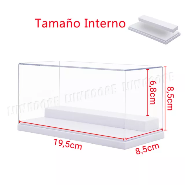 2 Pasos Blanco Acrílico Vitrina Expositora Caja Antipolvo Figura Transparente