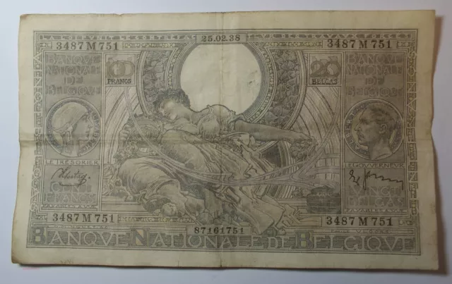 Banque BELGIQUE 100 Francs 20 Belgas 25-02-1938 (FR1) P2517/20