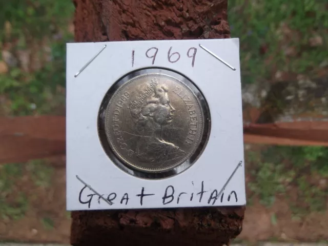 1969 Ten 10 Pence British Queen Elizabeth Old Rare Great Britain Coin Coins Ten