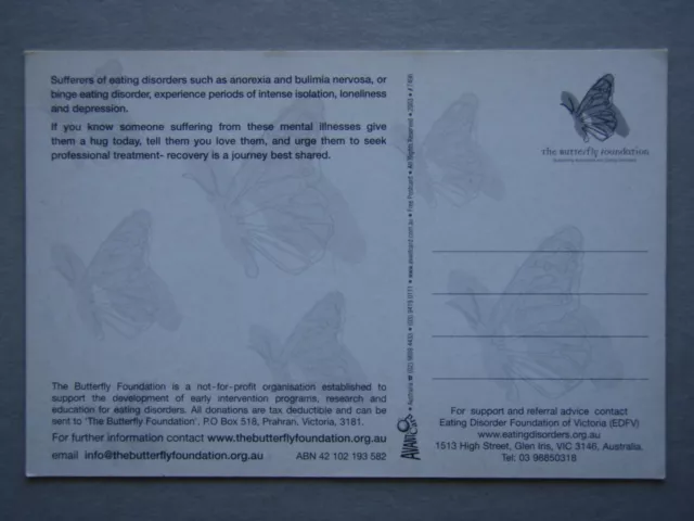 Want A Hug? The Butterfly Foundation Avant Card #7496 Postcard 2