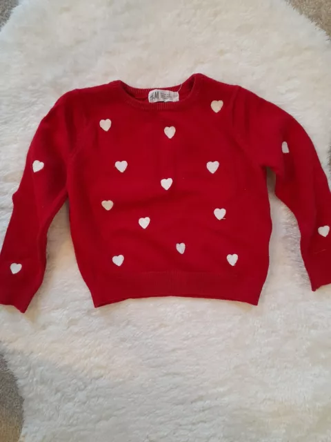 Wonderful Girls Jumper red and love hearts 18months-24months Excellent condition