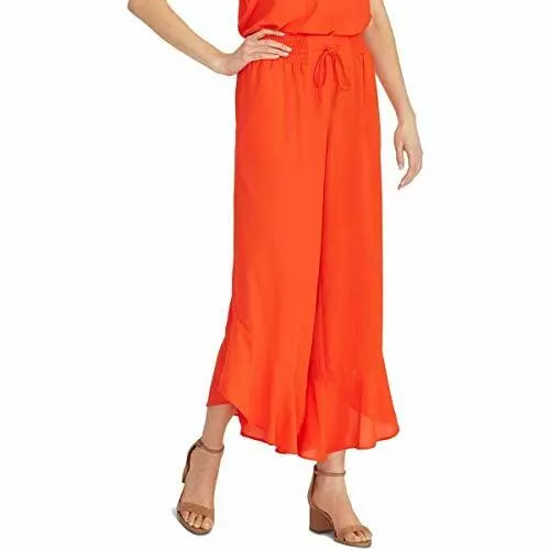 $89 RACHEL Rachel Roy Womens High Rise Ruffled Wide Leg Pants Red Size Medium