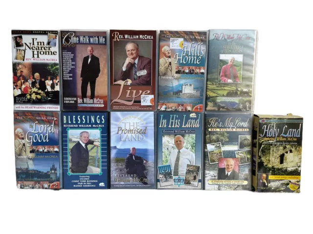 REV. Música de interés religioso colección de casetes de video VHS WILLIAM McCREA 12 X