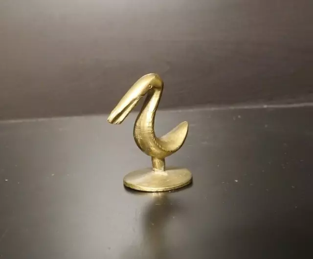Miniature Abstract Brass Duck Figurine, great vintage shape