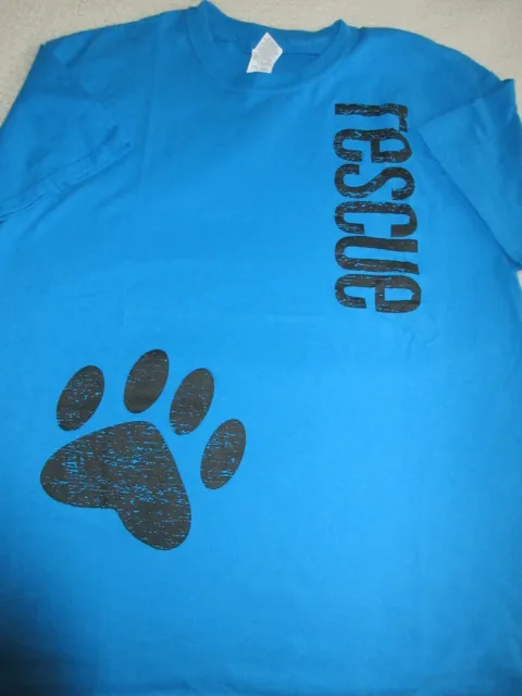Nwot Dog Cat Pet Rescue Paw Print Blue T-Shirt Unisex Size L