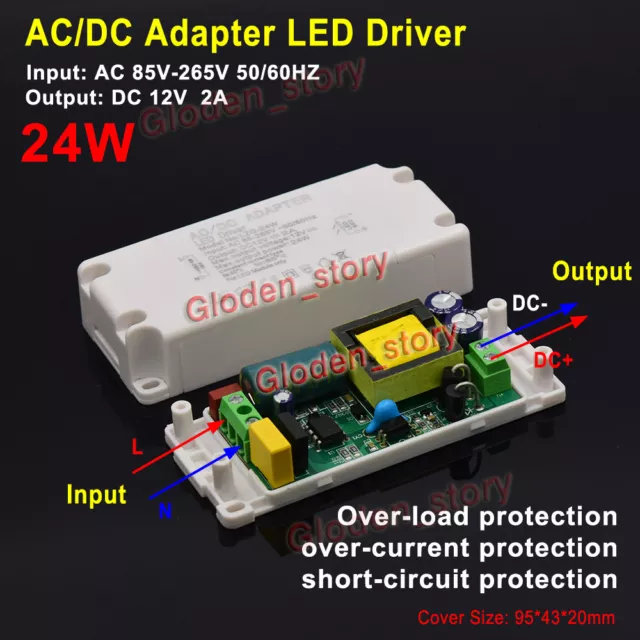 Convertisseur AC-DC AC 110V 120V 220V 230V vers DC 12V LED adaptateur  conducteur