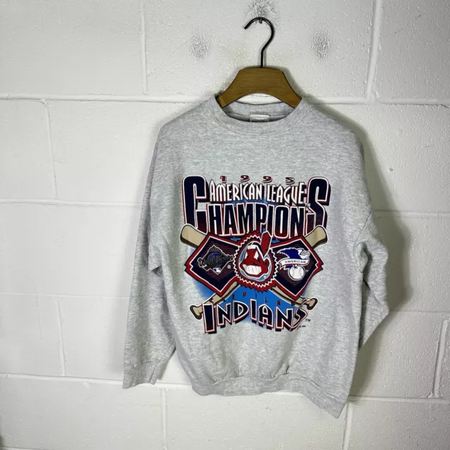 Vintage Cleveland Indians Sweatshirt Mens Large Grey Champions 90s 1995 Baseball