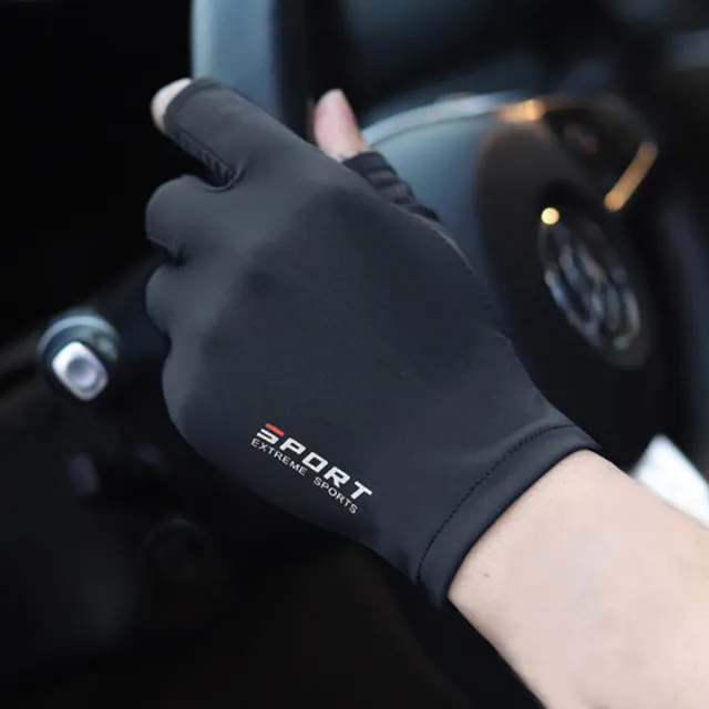 1 Pair Breathable Ice Silk Non-Slip Anti-UV Outdoor Sports Rider Gloves