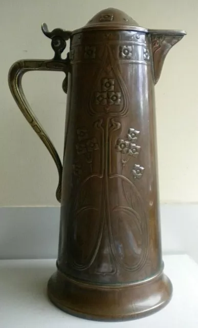 WMF Jugendstil Art Nouveau Copper Jug - 2 pint, minor issues, nice type 28cm-11"