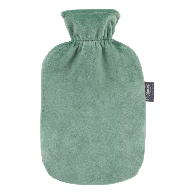 Fashy 6712_60 Bouillotte Avec Rollkragen-Plüschbezug, Vert de Sauge - 2 Litre