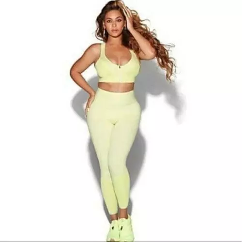 Adidas x Ivy Park Rib Panel 7/8 Tights High-Rise Waist Yellow Tint H25365