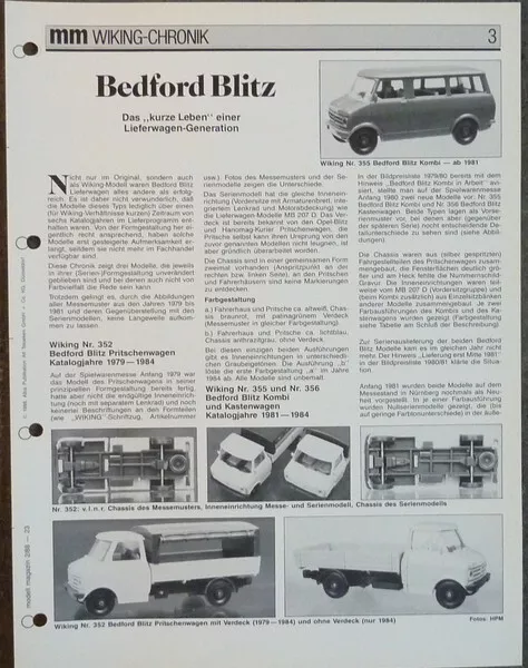 WIKING CHRONIK Bedford Blitz, von 1988g