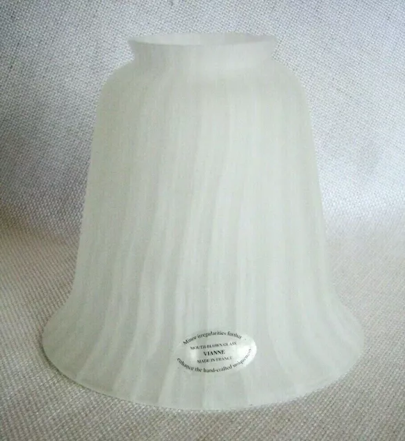 Vianne Taffy Stripe Bell Mouth Blown Glass Shade - Made in France - White 2 1/4"