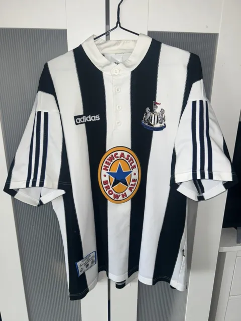Newcastle United Player Issue L/S Away Football Shirt 1995/96 (M) Adidas  F436