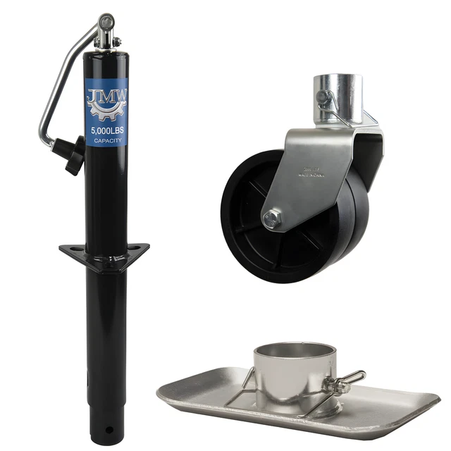 5000 lbs A-Frame Trailer Jack w/Foot Plate + 6” Dual Jack Caster Wheel