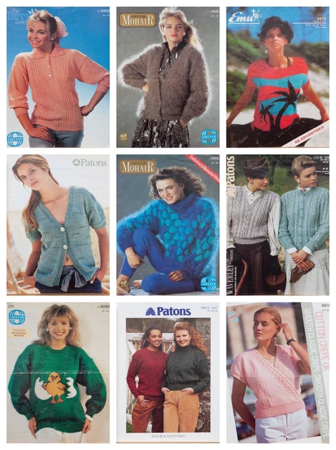 Job Lot 9 Knitting Patterns Sweaters Cardigans Ladies Sirdar Vintage Bundle
