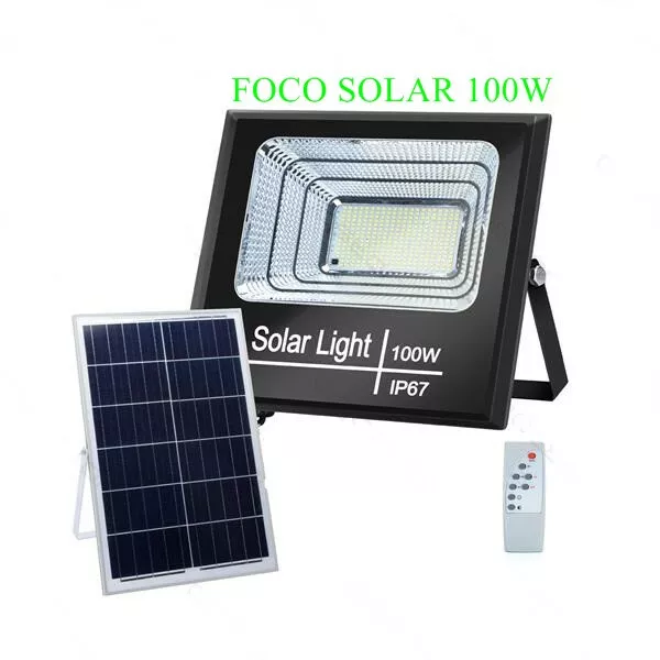 Foco LED exterior IP 65. Solar 100 W 6500 K Incluye mando a distancia regulable