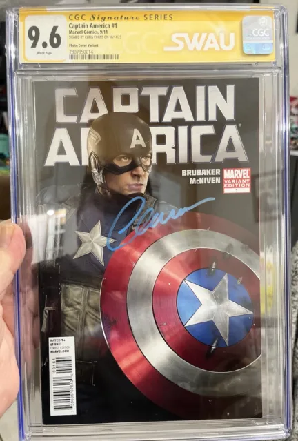 Captain America 1 CGC Graded 9.6 NM+ Chris Evans Signed Photo SWAU