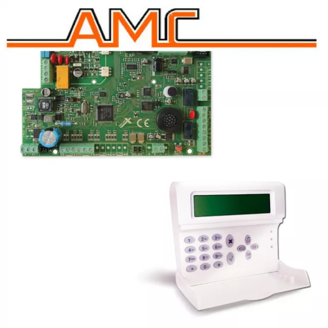 Amc Kit X824 + Tastiera K-Lcd Centrale Antifurto 8 Ingressi Espandibli A 32