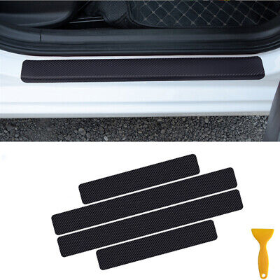 4pcs Carbon Fiber Car Door Plate Sill Scuff Cover Anti-Scratch Sticker Universal