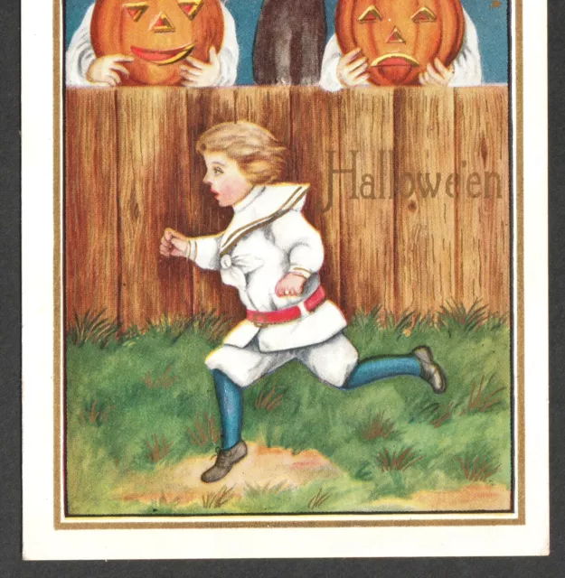 Halloween Ghost Spooks Pumpkin Jack-O-Lantern Cat Whitney WH43-2 CLEAN PostCard 3