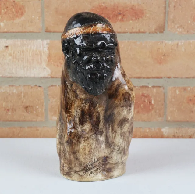 STUDIO ZALMAN 1980 Australian Pottery Aboriginal Head STATUE- William Ricketts