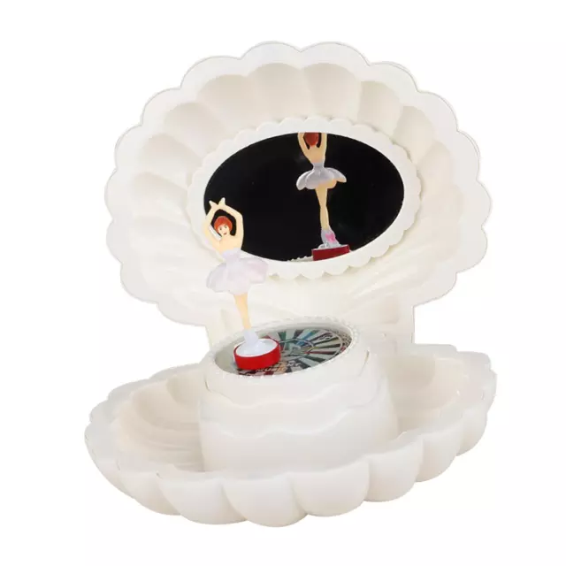 Boîte à bijoux musicale en forme de coquille et miroir pour les fêtes de