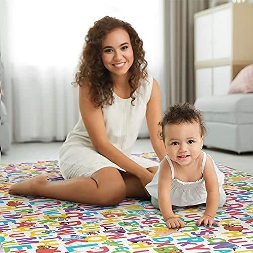 Alphabet Fun - Gelli Mat - Luxury Foam Baby Play Mat - Extra Large - Double S...