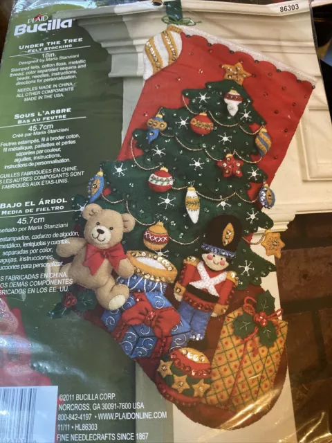  Bucilla 18-Inch Christmas Stocking Felt Applique Kit, 86303  Under The Tree