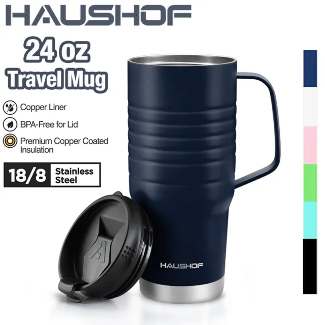 HAUSHOF 24 oz Travel Mug Vacuum Insulated Cola Travel Mug Double Wall Travel Mug