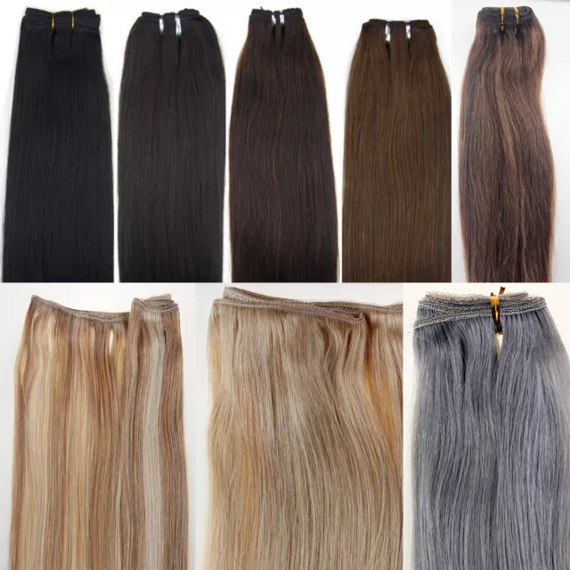 THICK Double Weft Extensions Real Remy 100% Human Hair Full Head Weave 20'' 100G
