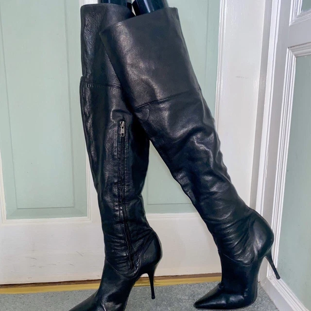 OFFICE BLACK LEATHER Over Knee Boots Uk Size 6 £62.00 PicClick UK