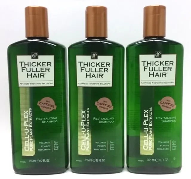 3x Thicker Fuller Hair Cell-U-Plex Pure Plant Extracts Revitalizing Shampoo 12oz