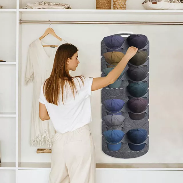 Baseball Hat Rack Hanging Over The Door Cap Storage Organizer with Clear Pockets