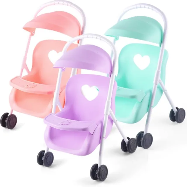 Toddlers Pretend Play Toy Simulation Baby Stroller Collapsible Pram  Doll