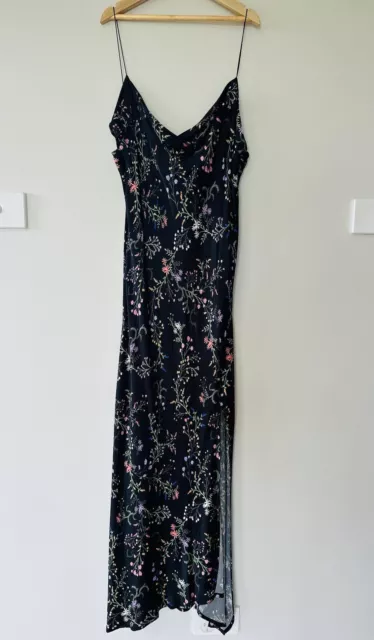 Bec Bridge Exclusive Floral Midi Slip Dress 10 Split Cowl Neckline