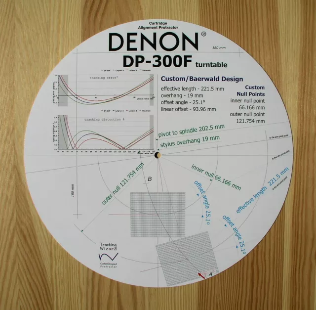 Denon DP-300F Custom Designed Tonearm Cartridge Stylus Alignment Protractor