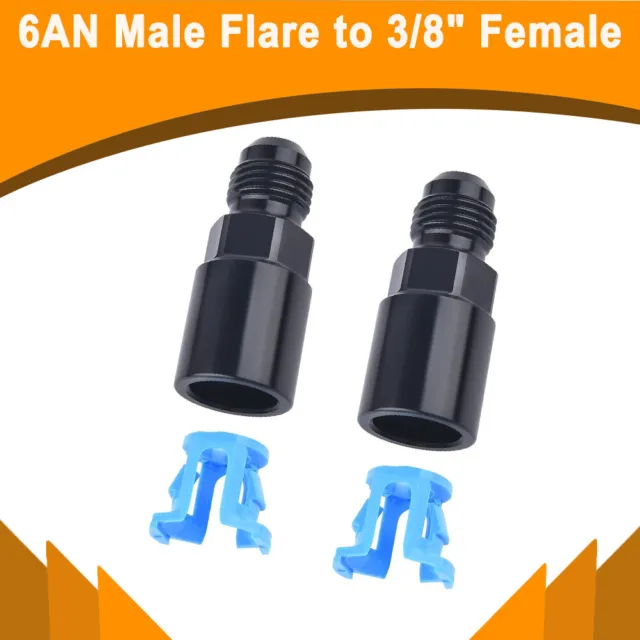 2×3/8" Fuel Rail EFI Fitting 6AN Male Flare To Quick-Disconnect Push-On Adapter