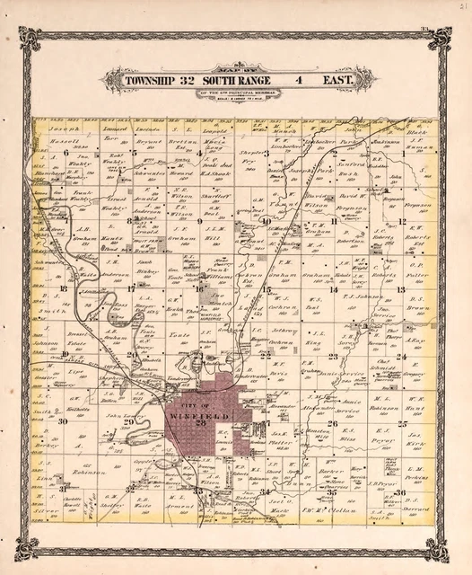 1882 Atlas COWLEY COUNTY plat maps KANSAS GENEALOGY history Land DVD P75