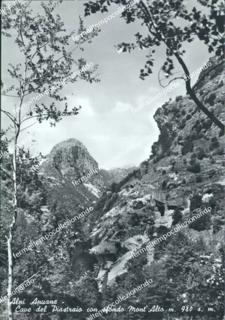 bo577 cartolina alpi apuane cave del piastraio con sfondo mont'alto massa