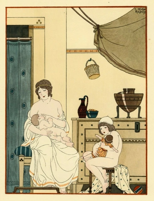 Gravure Art Déco Kuhn-Régnier - Médecine Hippocrate - Aquarellée Au Pochoir (1932-1934) - Original