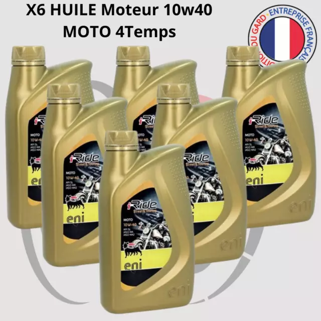 6 Litre Huile 10w40 4 Temps MOTO ENI i-Ride 4T x6 bidon 1 L