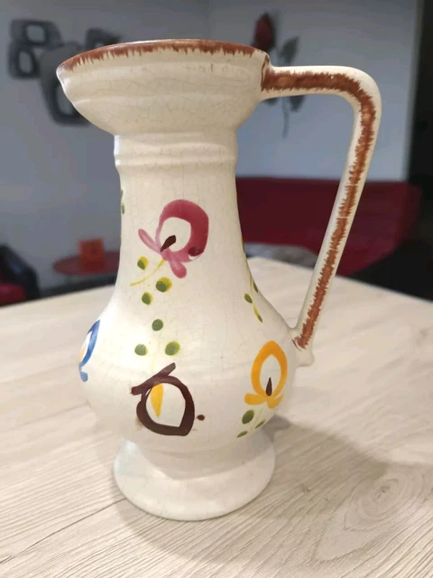 Ensemble Pichet Et Soucoupe En Grès De Puisaye, Vert, Vintage XXème
