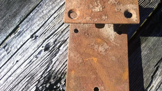 VINTAGE METAL POCKET BARN DOOR HARDWARE antique replacement part three hole whee 3